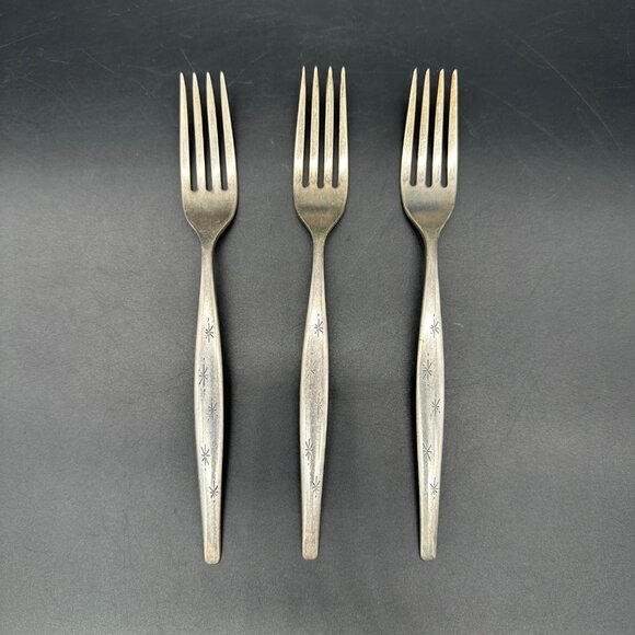 Vintage Gorham Sterling Silver Stardust Forks Mid Century Modern Flatware Atomic - Picture 2 of 9